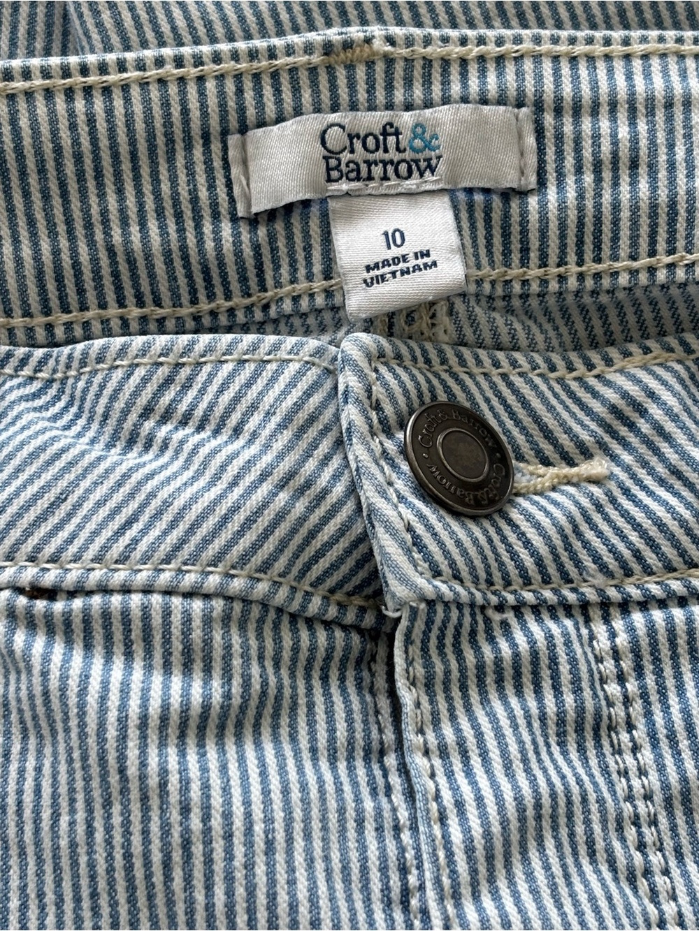 Croft & Barrow Size 10 Striped Capri Pants NWOT Blue White Pinstripe